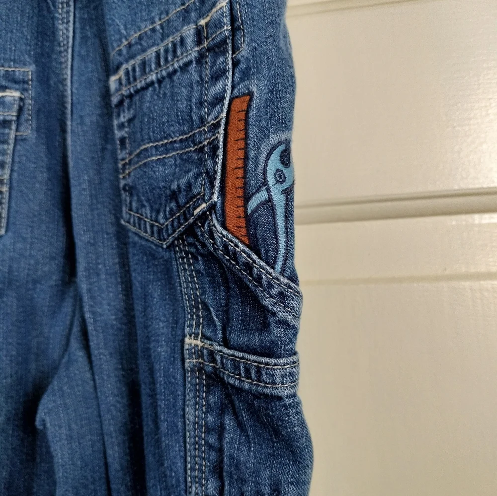 Vintage OshKosh B’Gosh Baby Overalls 6-9M Vestbak Embroidered Carpenter Tools‎